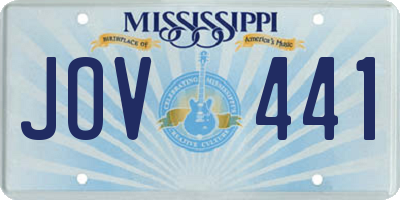 MS license plate JOV441