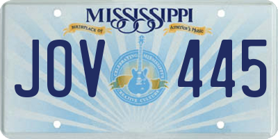 MS license plate JOV445