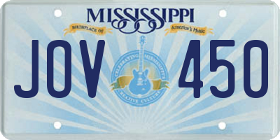 MS license plate JOV450