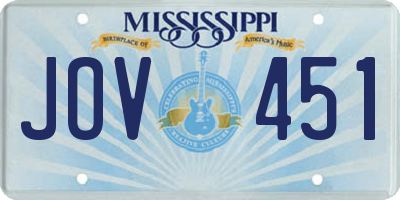 MS license plate JOV451