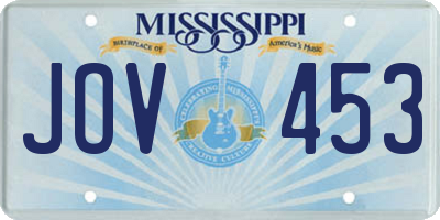 MS license plate JOV453