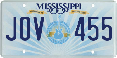 MS license plate JOV455