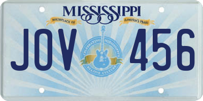 MS license plate JOV456