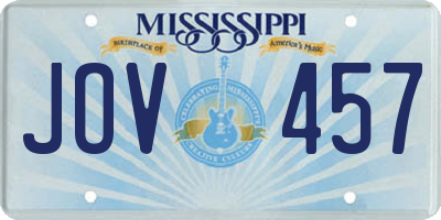 MS license plate JOV457