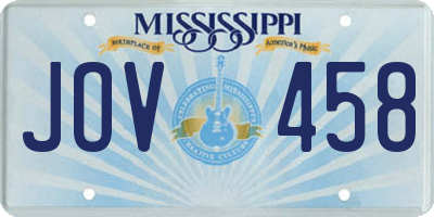 MS license plate JOV458