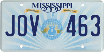 MS license plate JOV463