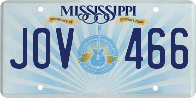 MS license plate JOV466