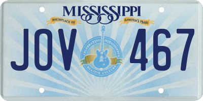 MS license plate JOV467