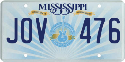 MS license plate JOV476