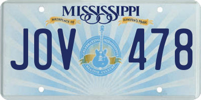 MS license plate JOV478