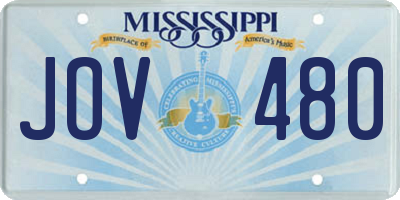 MS license plate JOV480