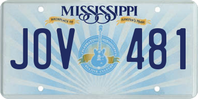 MS license plate JOV481