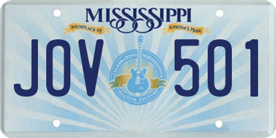 MS license plate JOV501