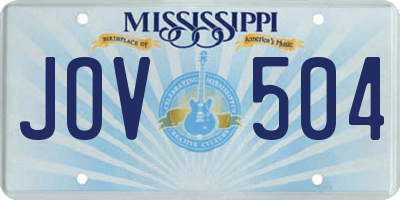 MS license plate JOV504