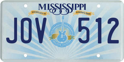 MS license plate JOV512