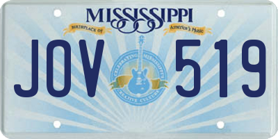 MS license plate JOV519