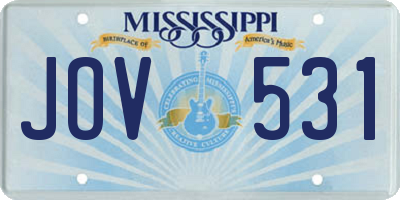 MS license plate JOV531