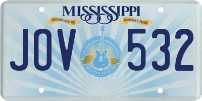 MS license plate JOV532