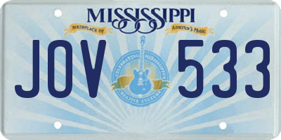 MS license plate JOV533