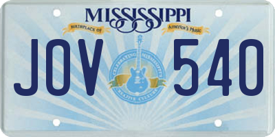 MS license plate JOV540