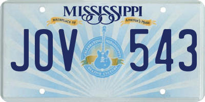 MS license plate JOV543