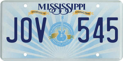 MS license plate JOV545