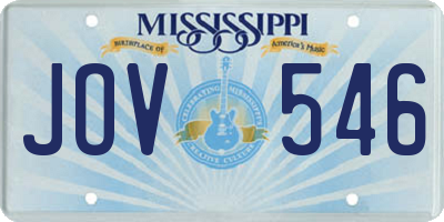 MS license plate JOV546