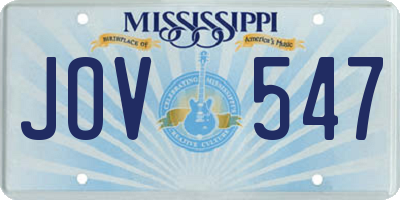 MS license plate JOV547