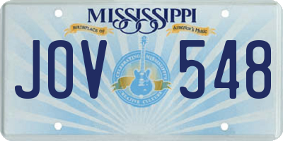 MS license plate JOV548