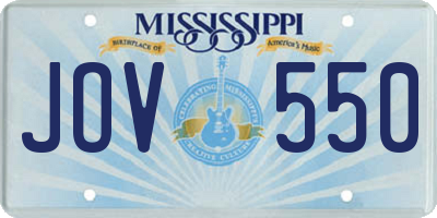 MS license plate JOV550