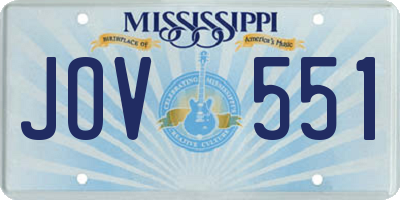 MS license plate JOV551
