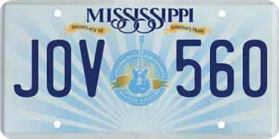MS license plate JOV560