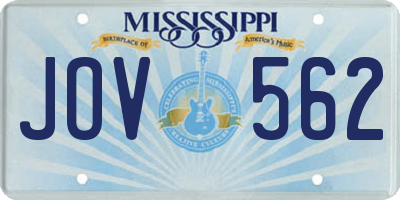 MS license plate JOV562