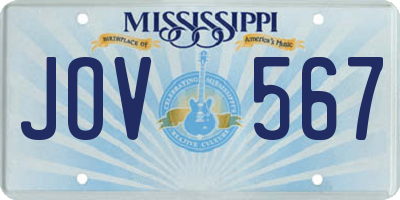 MS license plate JOV567