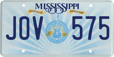 MS license plate JOV575