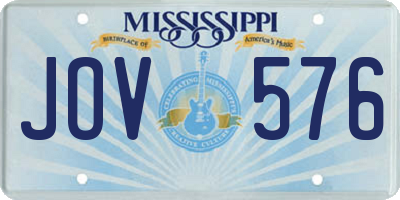 MS license plate JOV576