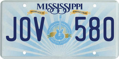 MS license plate JOV580
