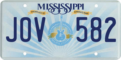 MS license plate JOV582