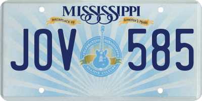 MS license plate JOV585
