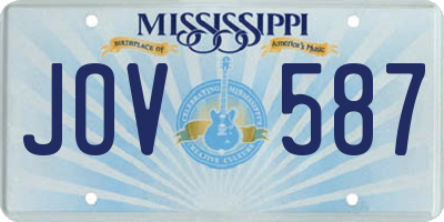 MS license plate JOV587