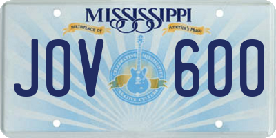 MS license plate JOV600