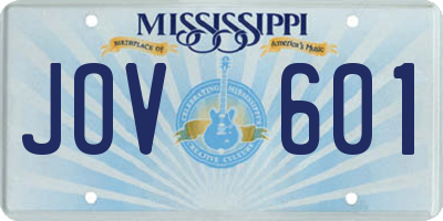 MS license plate JOV601