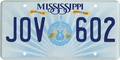 MS license plate JOV602