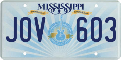 MS license plate JOV603