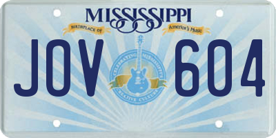 MS license plate JOV604