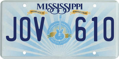 MS license plate JOV610