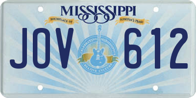 MS license plate JOV612