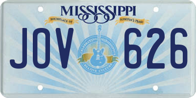 MS license plate JOV626