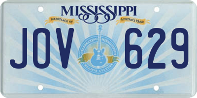 MS license plate JOV629