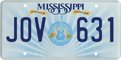MS license plate JOV631
